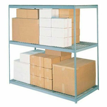 GLOBAL INDUSTRIAL 3 Shelf, Wide Boltless Shelving, 48inW x 36inD x 60inH, Wire Deck B2296857